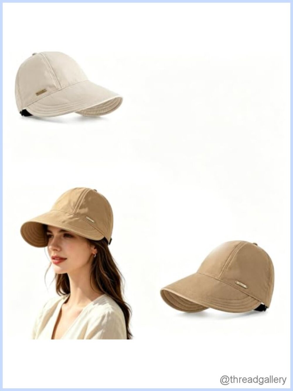 Wide Brim Sun Visors UPF50+ Adjustable Ponytail Hat 2-Pack